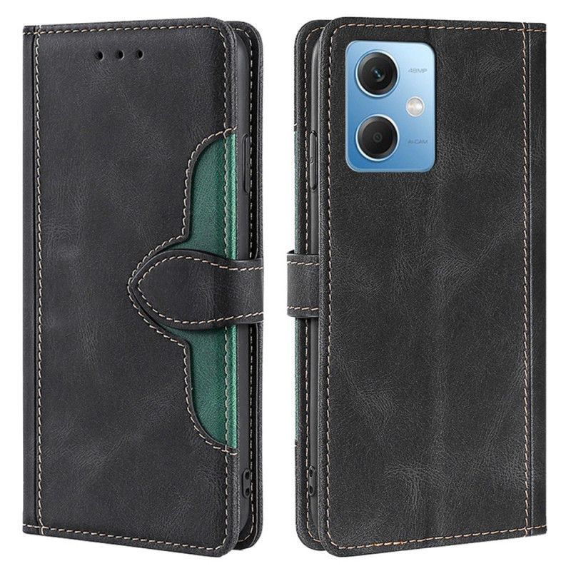 Kožené Pouzdro Na Xiaomi Redmi Note 12 5G Dvoubarevná Květinová