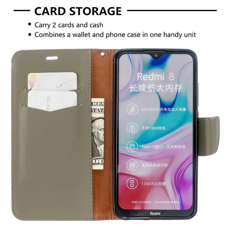 Kožené Pouzdro Folio Na Xiaomi Redmi Note 8 Flipové Pouzdro Folio S Efektem Zrnité Kůže