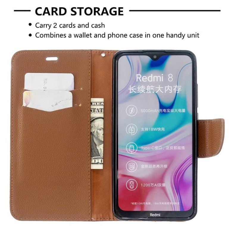 Kožené Pouzdro Folio Na Xiaomi Redmi Note 8 Flipové Pouzdro Folio S Efektem Zrnité Kůže