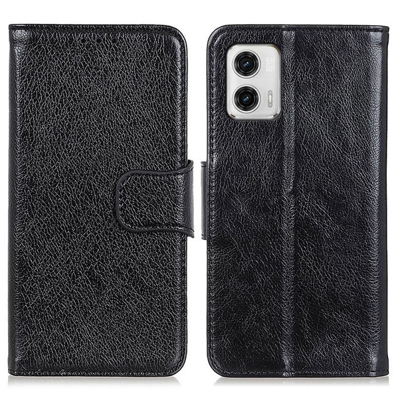 Flipové Pouzdro Na Moto G73 5G Dělená Kůže Nappa