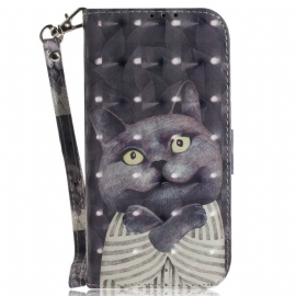 Flipové Pouzdro Na Moto G73 5G Na Lana Tanga Graphic Cat