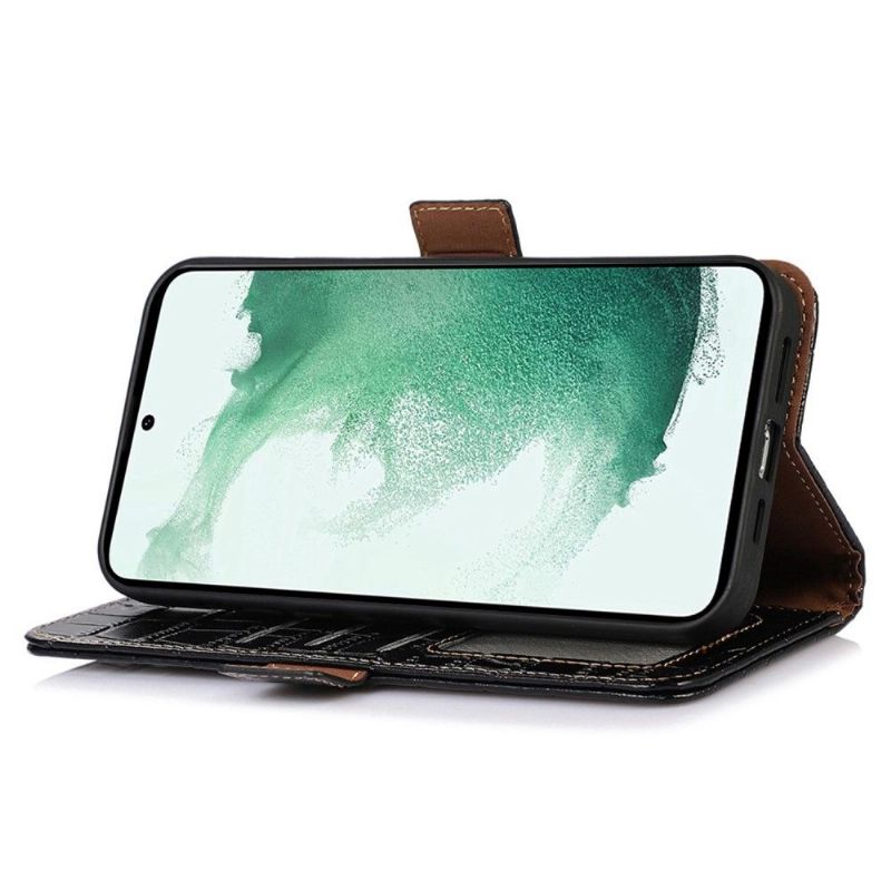Flipové Pouzdro Na Samsung Galaxy M13 Originální Kůže Croco Look