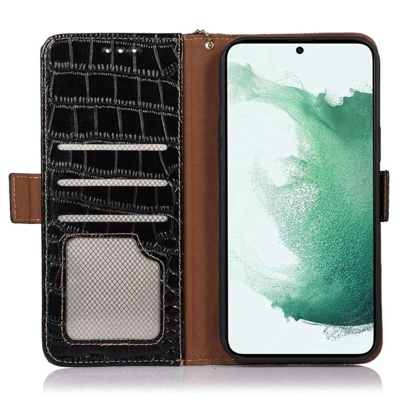Flipové Pouzdro Na Samsung Galaxy M13 Originální Kůže Croco Look