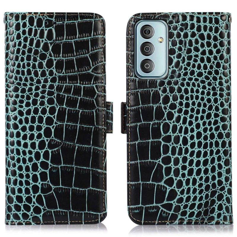 Flipové Pouzdro Na Samsung Galaxy M13 Originální Kůže Croco Look