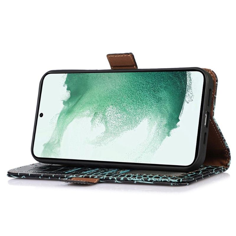 Flipové Pouzdro Na Samsung Galaxy M13 Originální Kůže Croco Look