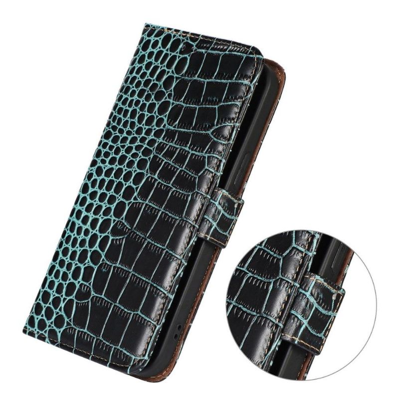 Flipové Pouzdro Na Samsung Galaxy M13 Originální Kůže Croco Look