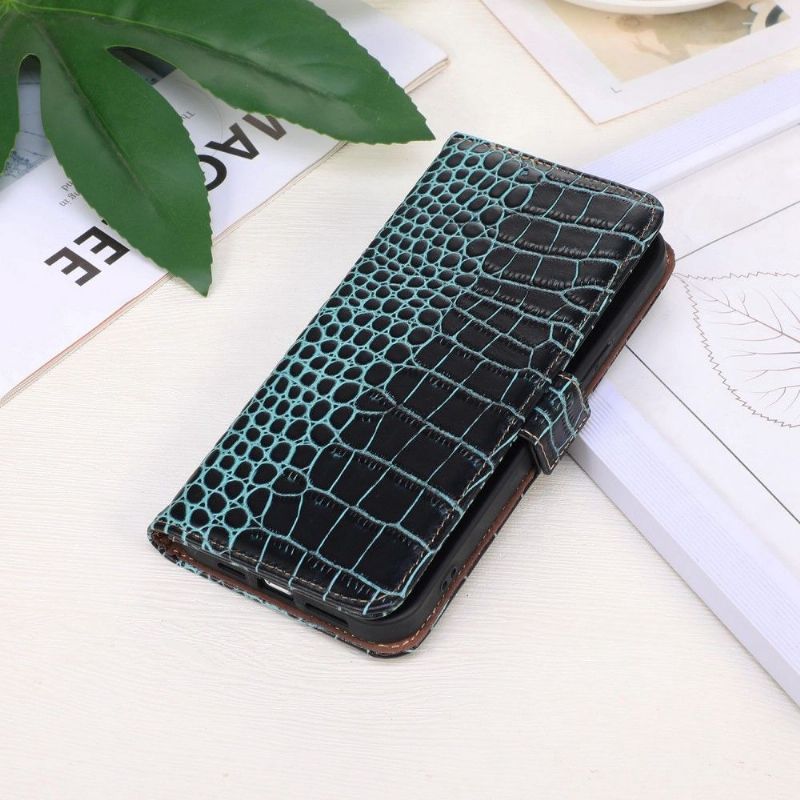 Flipové Pouzdro Na Samsung Galaxy M13 Originální Kůže Croco Look