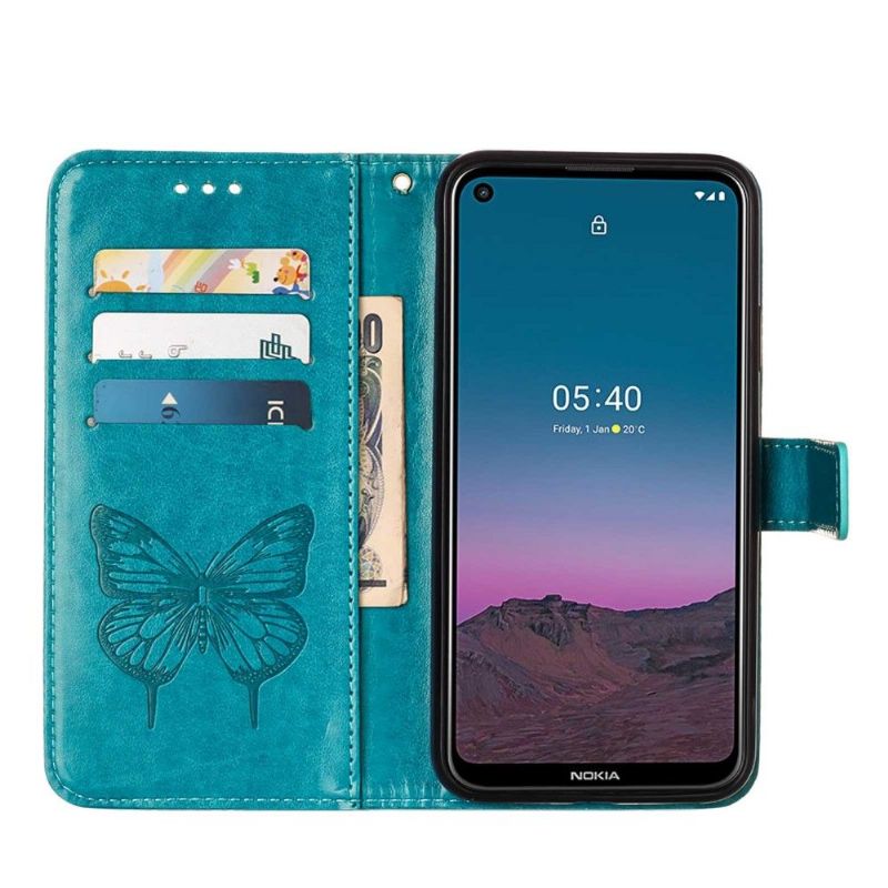 Flipové Pouzdro Na Nokia 3.4 / Nokia 5.4 Držák Karet S Motýlím Květem