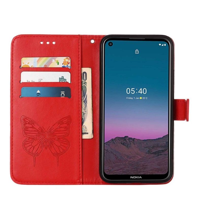 Flipové Pouzdro Na Nokia 3.4 / Nokia 5.4 Držák Karet S Motýlím Květem