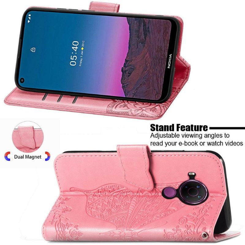 Flipové Pouzdro Na Nokia 3.4 / Nokia 5.4 Reliéfní Motýl