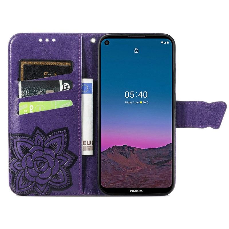 Flipové Pouzdro Na Nokia 3.4 / Nokia 5.4 Reliéfní Motýl