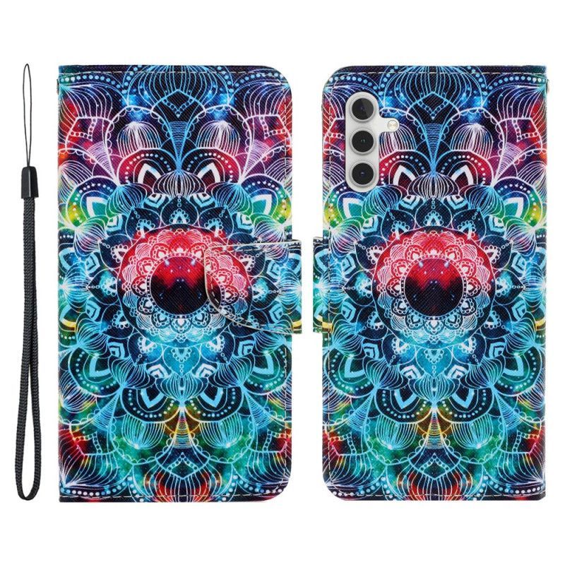 Kožené Pouzdro Na Samsung Galaxy A54 5G Na Lana Strappy Mandala