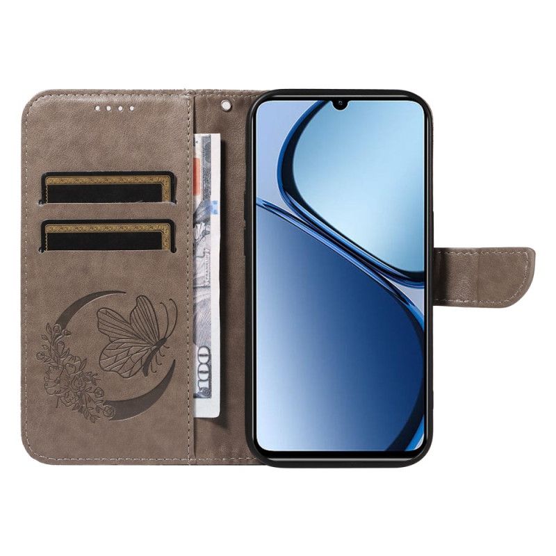 Kožený Kryt Realme C63 Grafický Motýl