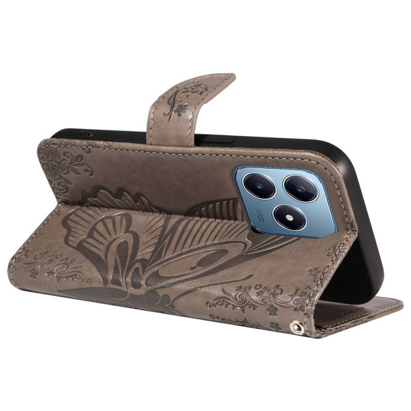 Kožený Kryt Realme C63 Grafický Motýl