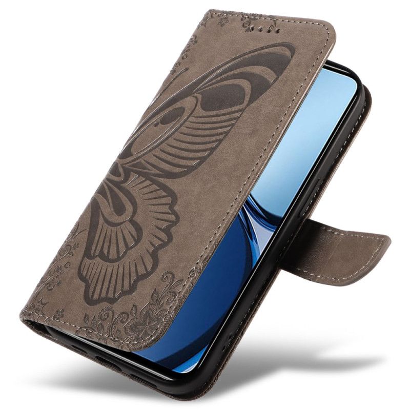 Kožený Kryt Realme C63 Grafický Motýl