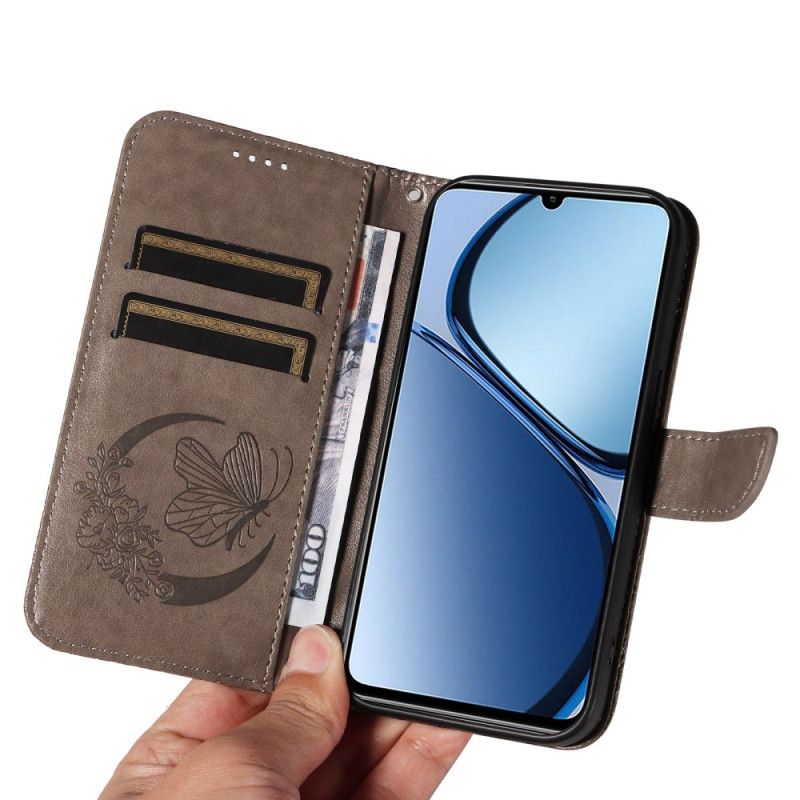 Kožený Kryt Realme C63 Grafický Motýl
