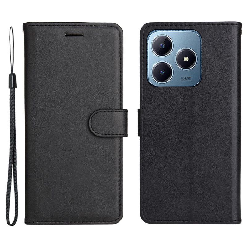 Kožený Kryt Realme C63 Jednobarevná Umělá Kůže