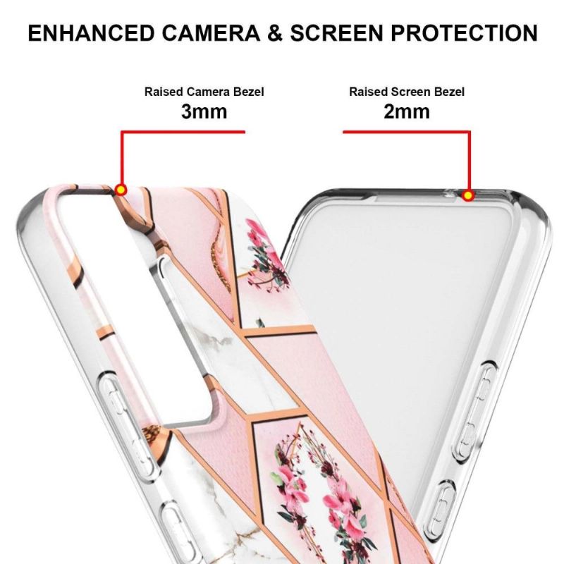Kryt Na Samsung Galaxy S22 Plus 5G Mramorová A Květinová Koruna
