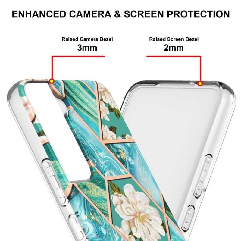 Kryt Na Samsung Galaxy S22 Plus 5G Mramorové A Bílé Květy