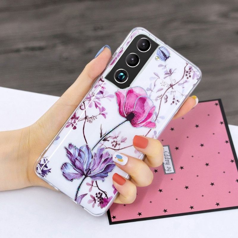 Kryt Na Samsung Galaxy S22 Plus 5G Silikon S Fialovým Květem