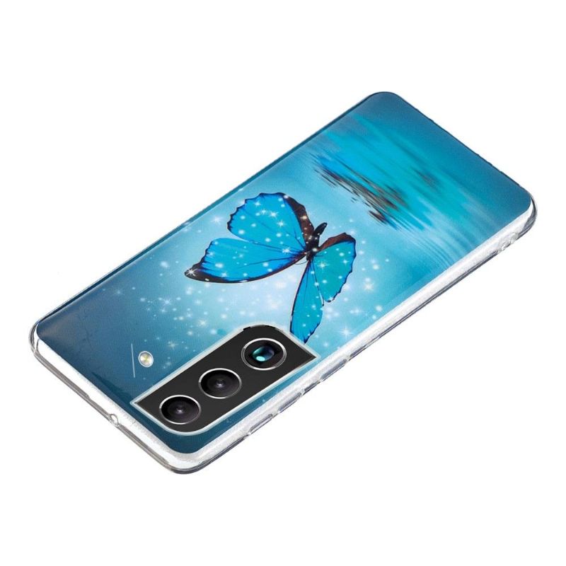 Kryt Na Samsung Galaxy S22 Plus 5G Svítící Modrý Motýl