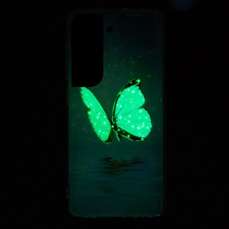 Kryt Na Samsung Galaxy S22 Plus 5G Svítící Modrý Motýl