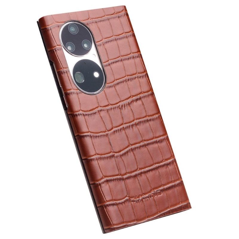 Flipové Pouzdro Na Huawei P50 Pro Kožené Pouzdro Kožené Okno S Efektem Croco