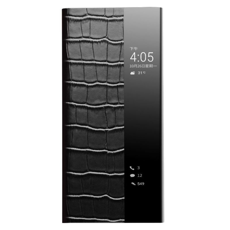 Flipové Pouzdro Na Huawei P50 Pro Kožené Pouzdro Kožené Okno S Efektem Croco