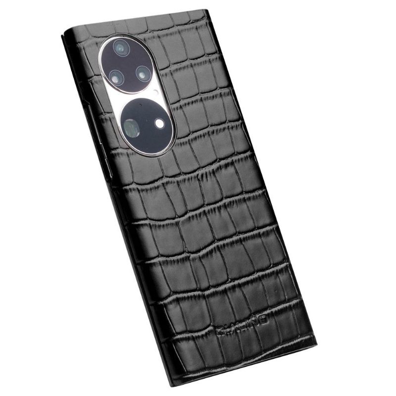 Flipové Pouzdro Na Huawei P50 Pro Kožené Pouzdro Kožené Okno S Efektem Croco