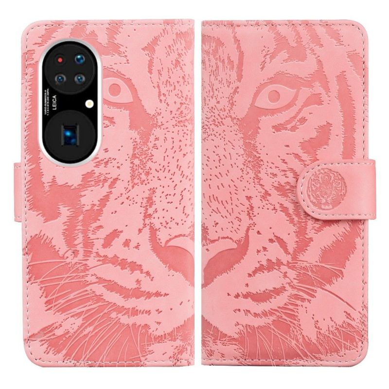 Flipové Pouzdro Na Huawei P50 Pro Reliéfní Tygr