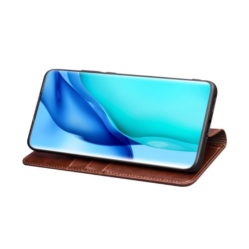 Flipové Pouzdro Na Huawei P50 Pro Ručně Vyráběná Pravá Kůže