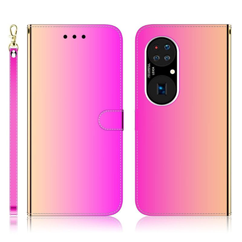 Kožené Pouzdro Na Huawei P50 Pro Zrcadlový Efekt Z Umělé Kůže