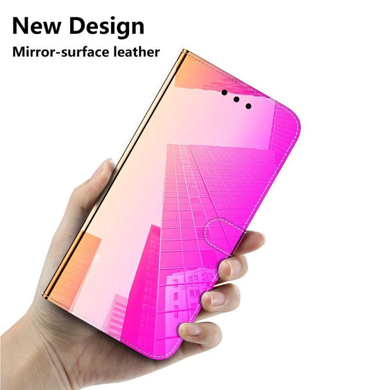 Kožené Pouzdro Na Huawei P50 Pro Zrcadlový Efekt Z Umělé Kůže