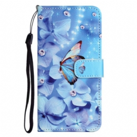 Flipové Pouzdro Na Xiaomi Redmi Note 12 4G Na Lana Modrý Pásek