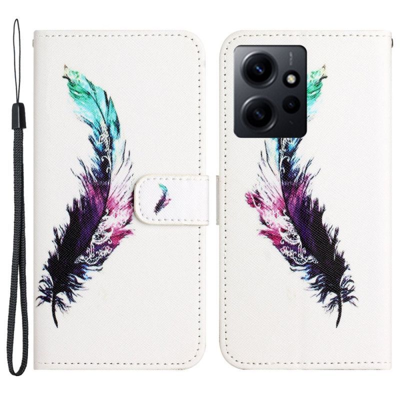 Flipové Pouzdro Na Xiaomi Redmi Note 12 4G Na Lana Peříčko Se Šňůrkou