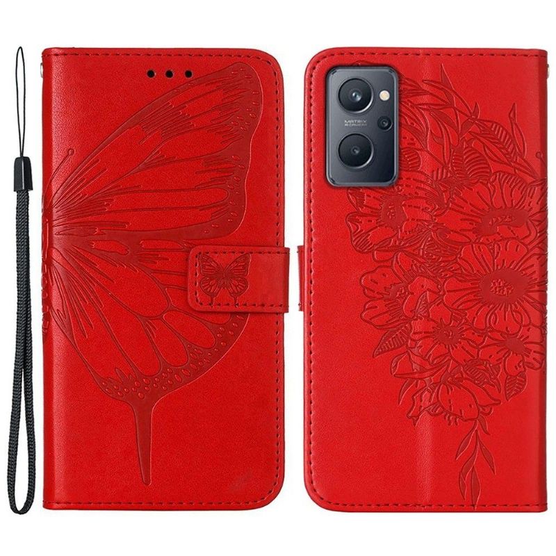 Flipové Pouzdro Na Realme 9i Držák Motýlích Květin