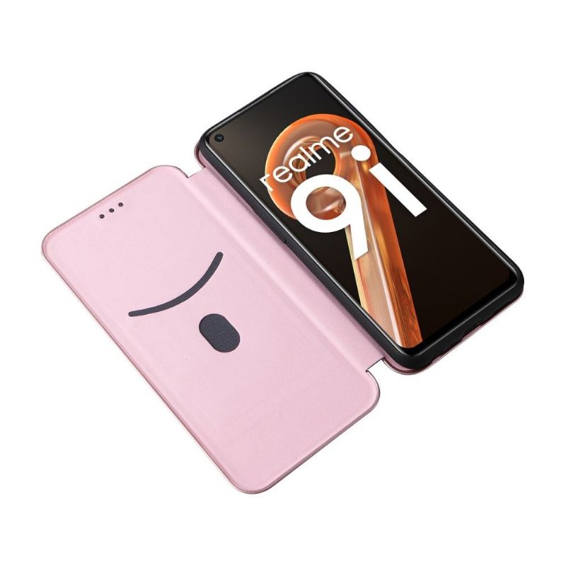 Flipové Pouzdro Na Realme 9i Koženka Z Uhlíkových Vláken