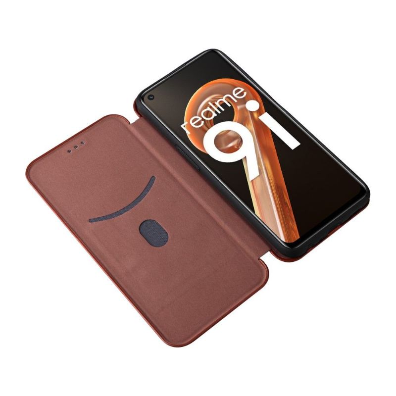 Flipové Pouzdro Na Realme 9i Koženka Z Uhlíkových Vláken