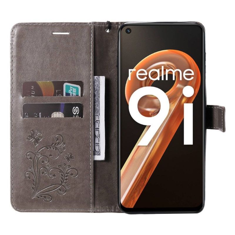 Kožené Pouzdro Na Realme 9i Podpora Motýlů Funkcí