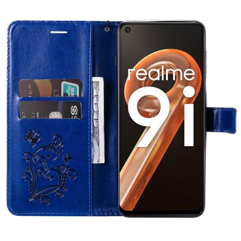 Kožené Pouzdro Na Realme 9i Podpora Motýlů Funkcí