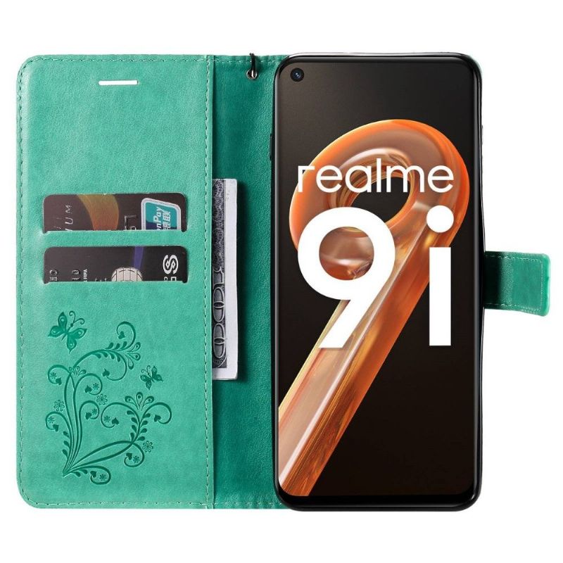 Kožené Pouzdro Na Realme 9i Podpora Motýlů Funkcí