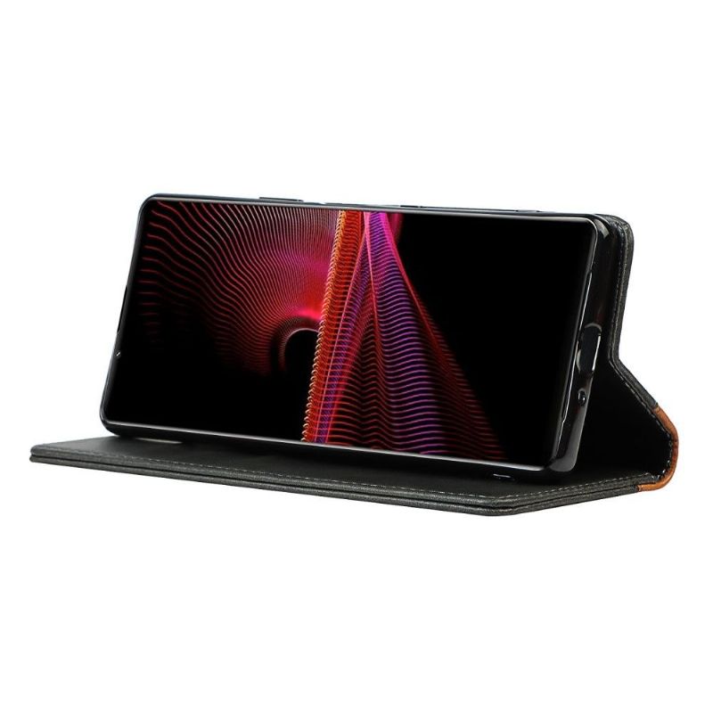 Flipové Pouzdro Na Sony Xperia 1 III Dvoubarevná Umělá Kůže Lisa