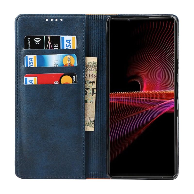 Flipové Pouzdro Na Sony Xperia 1 III Dvoubarevná Umělá Kůže Lisa