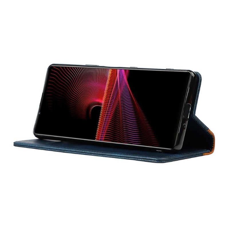 Flipové Pouzdro Na Sony Xperia 1 III Dvoubarevná Umělá Kůže Lisa