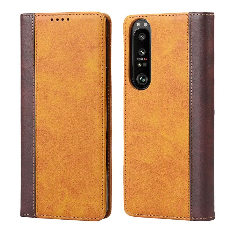 Flipové Pouzdro Na Sony Xperia 1 III Dvoubarevná Umělá Kůže Lisa