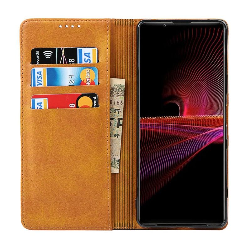 Flipové Pouzdro Na Sony Xperia 1 III Dvoubarevná Umělá Kůže Lisa