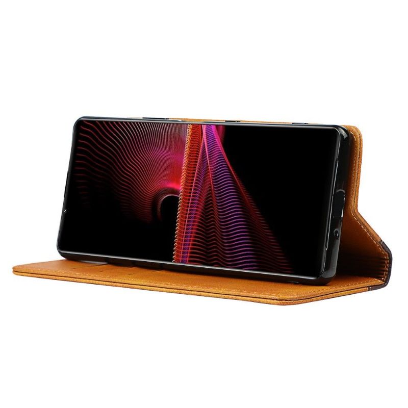 Flipové Pouzdro Na Sony Xperia 1 III Dvoubarevná Umělá Kůže Lisa