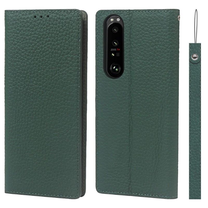 Flipové Pouzdro Na Sony Xperia 1 III Zrnitá Kůže S Řemínkem