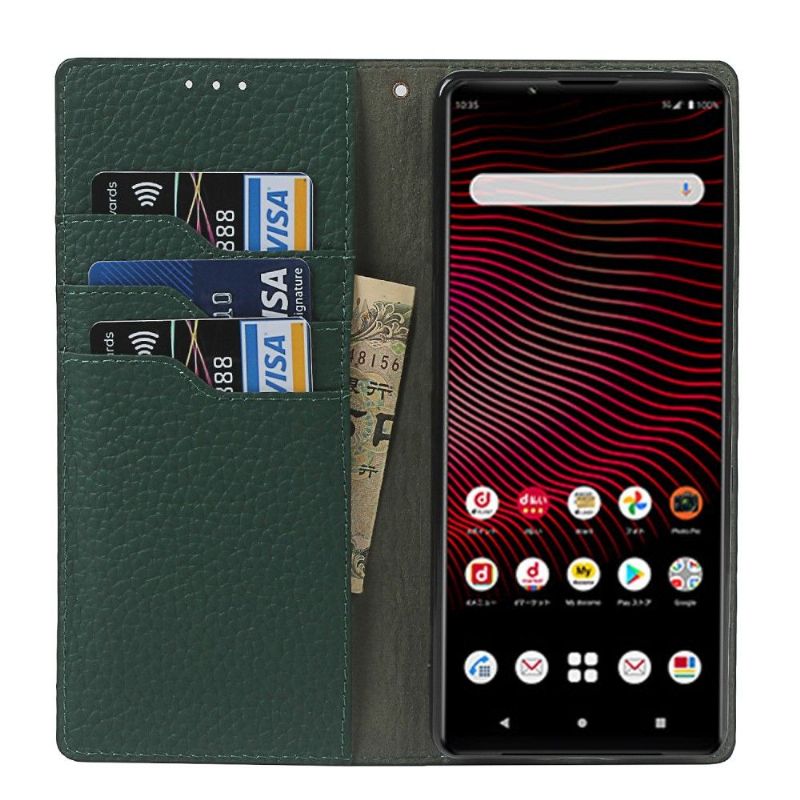 Flipové Pouzdro Na Sony Xperia 1 III Zrnitá Kůže S Řemínkem