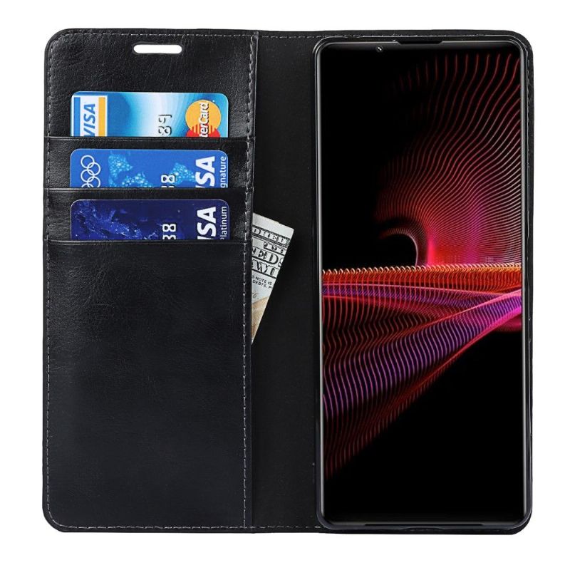 Kožené Pouzdro Na Sony Xperia 1 III Funkce Podpory Koženého Držáku Karty